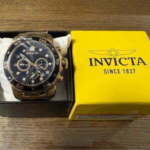 Invicta 72 Pro Diver Chronograph Gold and Black Watch (18K Gold-Plated)